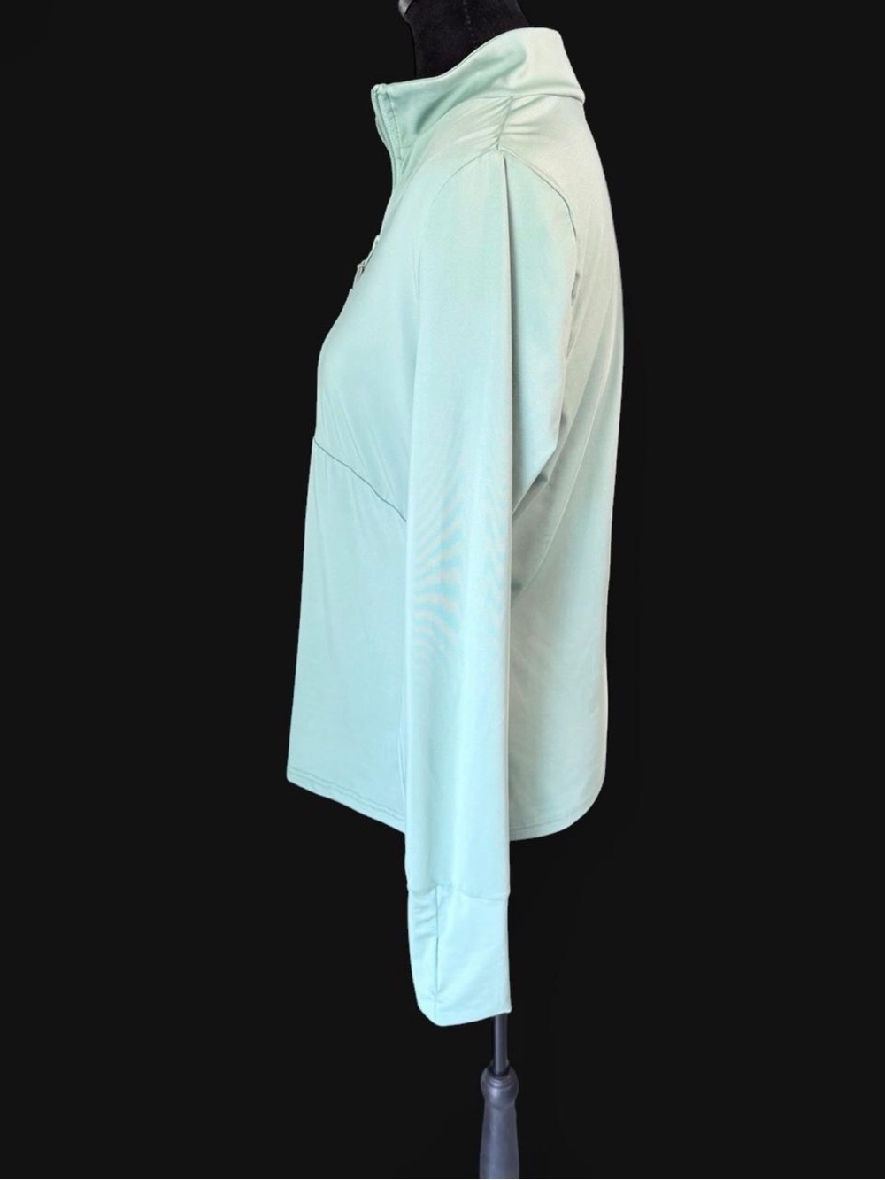 SHEIN Mint Green Quarter Zip Athletic Pullover Top Thumbholes Size Large - Picture 3 of 6